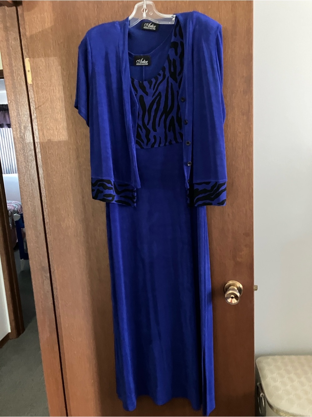 Artex. Royal Blue Midi Dress with Matching Jacket. Ptp 20 length 50